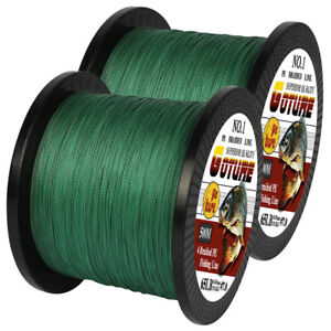 2pcs/lot 500M Braided Fishing Line 4 Strands 12-80LB Super Strong PE Green Wire