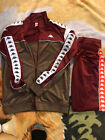Vtg Kappa Tracksuit Jacket Sz XL, Pants Size L *30 inch Inseam* Brown/Burgundy