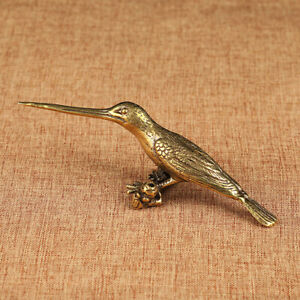 Mini Solid Brass Birds Figurines Antique Statue Hummingbird Tea Knife Home Decor