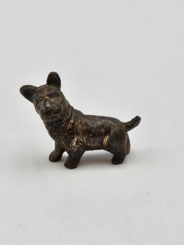 Vintage Made In Jaoan Brass Dog Figurine Miniature Sculpture 2 Inch