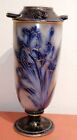 New ListingDoulton Burslem Vase, Blue & Gilded Iris Decorations,Made 1891-1901, 22.5cm Tall