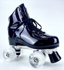 WOMENS ROLLER SKATES BLACK PEARL HOLOGRAPHIC COLOR FLASHING LIGHT WHEELS
