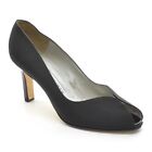Womens Peter Kaiser Harvey Peep Toe Pumps 8.5 M Black Satin Heels Shoes Germany