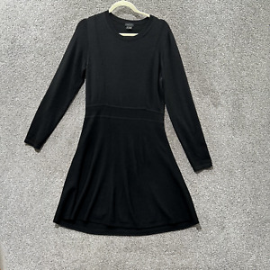 Theory Taolina LS Noble Sweater Dress Large Black Wool Blend Long Sleeve A Line