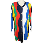 Vintage 80s Bode Long Cardigan Sweater in Primary Colors Size 40