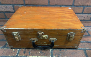 Vintage Wooden Suitcase Wood Tool Box Chest Belmar NJ