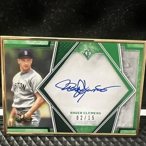 2019 Topps Transcendent Collection Gold Framed Green Roger Clemens 02/15 Auto