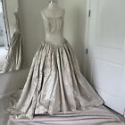 Authentic Amsale wedding gown champagne silk satin cathedral train size 10