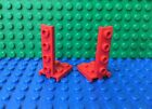LEGO 2x Red Bracket 2 x 2 -1 x 4 Pole Base Support 6989, 6394, 1682 #2422