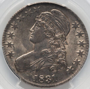 Capped Bust Half Dollar 1831 PCGS AU-55, O-119. Lustrous, lightly toned coin!