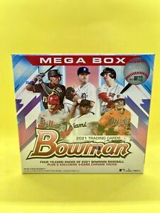 2021 MLB Topps Bowman Baseball 50 Card Mega Box Sealed 2 Chrome Packs
