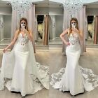 Mermaid Wedding Dresses V Neck Chiffon Sleeveless Spaghetti Straps Bridal Gowns