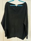 Terra & Sky Black Long Sleeve VNeck Womens Sweater 1X  XL Pullover Cold Shoulder