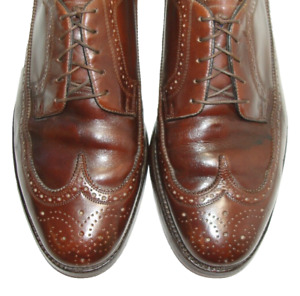 Sz 10.5 E Men's Dress Shoes FLORSHEIM Long Wingtip Derby Blucher Brown Leather
