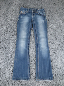 Miss Me Jeans Women 26 Blue Stretch Blend Denim Boot Cut Distressed *