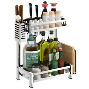 2-Tier Kitchen Standing Organizer Rack Shelf Countertop Spice Rack Storage