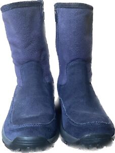 LL Bean L.L. Boots Womens 8.5 Blue Side Zip Up Shoes Suede Fleece Lined Winter