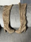 Charlotte Russ Thigh High Tan Faux Suede Boots / Heels Women’s Size 7