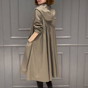 Women's Trench Coat Loose Hooded Mid-length Knee-length Thin Coat