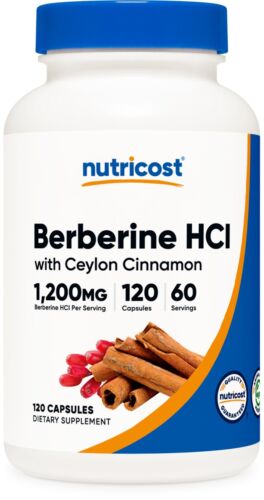 Nutricost Berberine HCl with Ceylon Cinnamon Capsules (120 Count) - Vegan