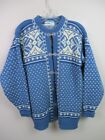 Devold Sweater Womens XL Size 44 Blue White Fair Isle Wool Pewter Clasps Norway