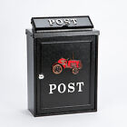 Aluminium, Lockable Mailbox / Letterbox with Red Vintage / Classic Tractor Motif