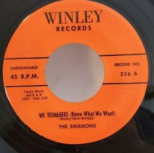 Emanons WE TEENAGERS KNOW WHAT WE WANT / DEAR ONE (DOO WOP 45) #226 PLAYS VG++