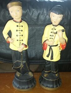 New ListingVintage Hollywood Regency ASIAN COUPLE CHINA Chalkware Statues I LOVE LUCY