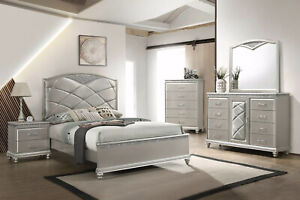 NEW Champagne Silver Queen King 5PC Bedroom Set Modern Glam Furniture B/D/M/N/C