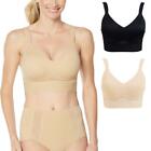 Rhonda Shear Women's 2-pack Molded Cup Bra with Mesh Back Detail Nude/Black