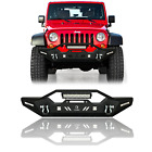 Vijay For 2007-2024 Jeep Wrangler JK/JL Front Bumper W/Winch Plate&LED Lights (For: Jeep Rubicon)