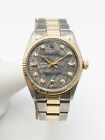 $15,000 METEORITE ROLEX Oyster Perpetual 18k Yellow Gold SS Mens Watch SERVICED