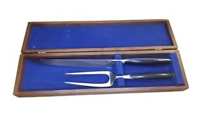 Lauffer Carving Set Knife Fork Germany Wood Box Turkey Thanksgiving Holiday