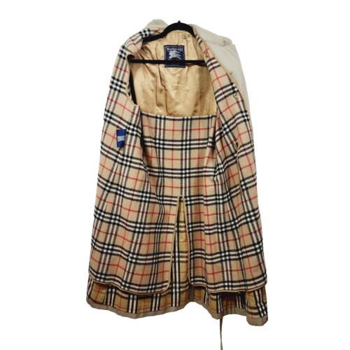 Vintage Men's Burberry Long Kensington Trench Coat Nova Check Wool Liner 40 Reg
