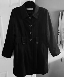Ann Klein Black Short Trench Coat Pea Coat Size L