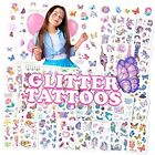 New Listing 30 Sheets 400 pieces Glitter Temporary Tattoos for Kids Cartoon,Flowers