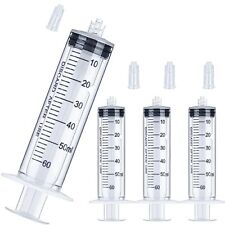 60mL Luer Lock Syringe 4 Pack Large Plastic Sterile Syringes without Needle Cap