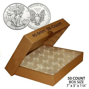 50 Direct Fit Airtight H40 Coin Holder Capsules Holders For ASE 1oz SILVER EAGLE