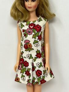 Vintage Francie Size Barbie Clothes Clone Doll Outfit Floral Mini Dress