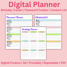 Birthday, Password, Contact List  Goodnotes iPad Planner Digital Journal Pdf