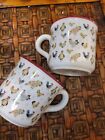 Set of 2 JACQUES PEPIN Sur La Table Mugs Earthenware Chickens Roosters -Italy