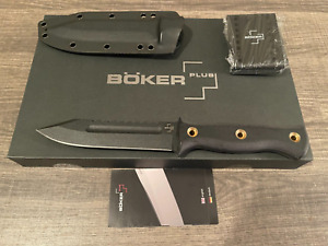 Boker Pilot Fixed Blade Knife, Black G-10 Handles Black Kydex Sheath 02BO074