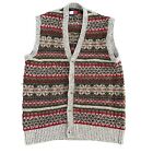 VTG Tommy Hilfiger Mens Sweater Vest Cardigan Wool Shetland Striped 90s Sz L