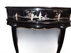 Black Lacquer, Mother of Pearl, Cresent Shaped Handcrafted writing desk
