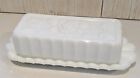 Vintage Westmoreland Paneled Grape White Milk Glass Butter Dish With Lid