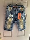 Trillnation Men's Shorts Size 32 & 34 Waist Destroyed Blue Jean Distressed NWT