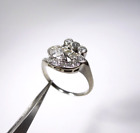 VINTAGE 14k SOLID WHITE GOLD REAL DIAMOND CLUSTER STONES COCKTAIL RING SIZE 8.5