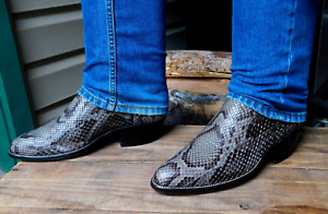 Vintage Dan Post Gray Python snakeskin Cowboy Western Boots 12D EXCELLENT