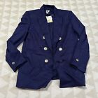 Anne Klein Womens Double Breasted Blazer Faux Distant Mountain Blue