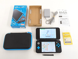 B34 Nintendo new 2DS LL XL console Black x Turquoise Blue box AR card pen USED